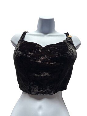 Victorias Secret Pink Black Velvet Lightly Lined Bra Top XXL Adjustable Straps